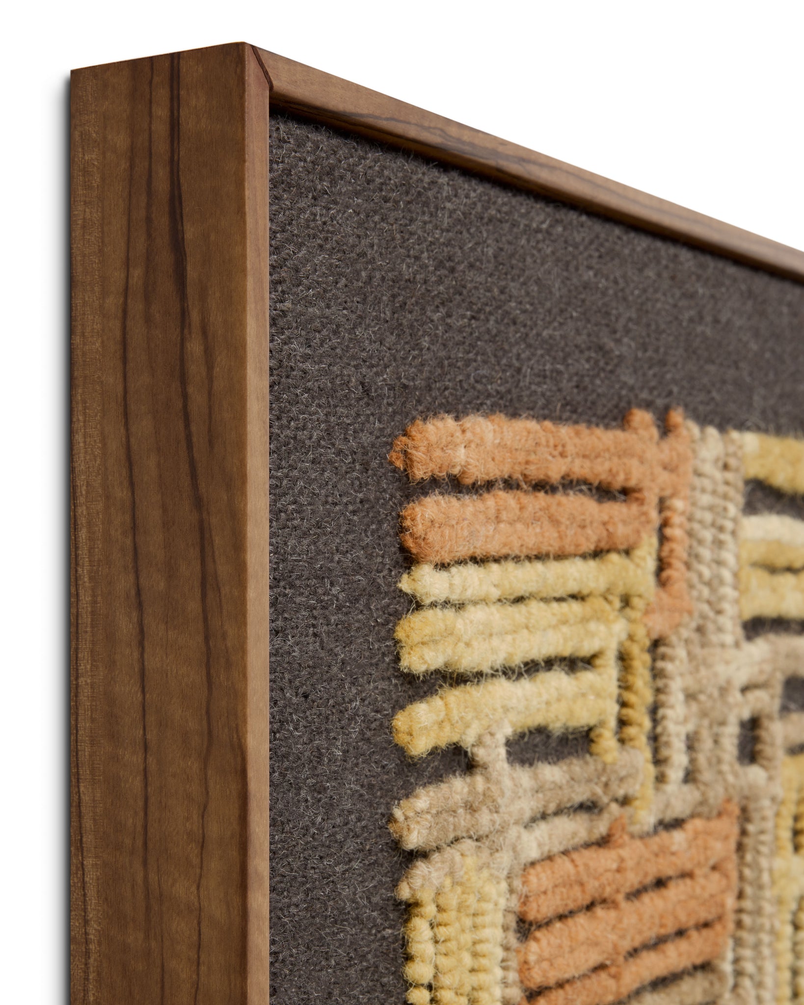 Perpindicular Gold / Orange Rug Art shown from another angle.