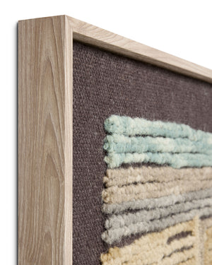 Bisect Blue / Gold Rug Art shown from another angle.