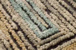Midpoint Gold / Blue Rug Art shown from a different angle to reveal its pattern.