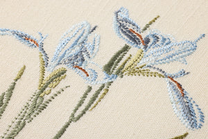 Iris Blue Blue / Green Rug Art shown from a different angle to reveal its pattern.