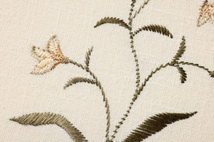 Pixie Flowers Beige Beige / Green Rug Art shown from a different angle to reveal its pattern.