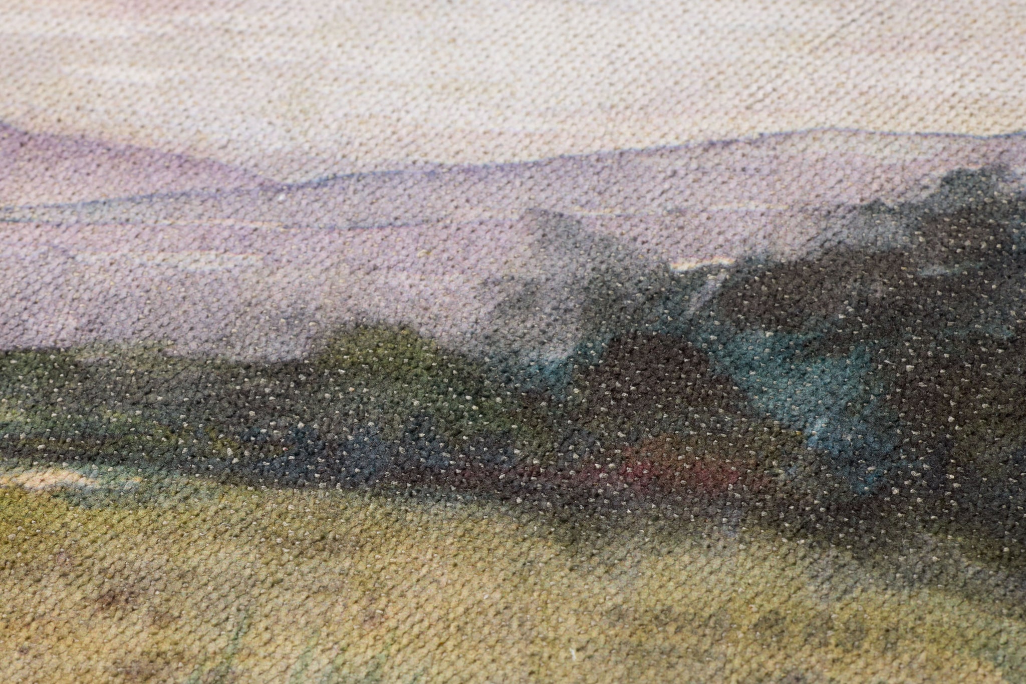 Pastures Multi Rug Art shown from a different angle to reveal its pattern.