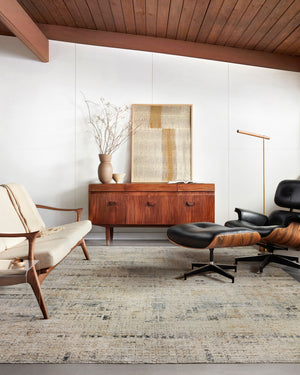 Side view of the Axel Stone / Sky rug.
