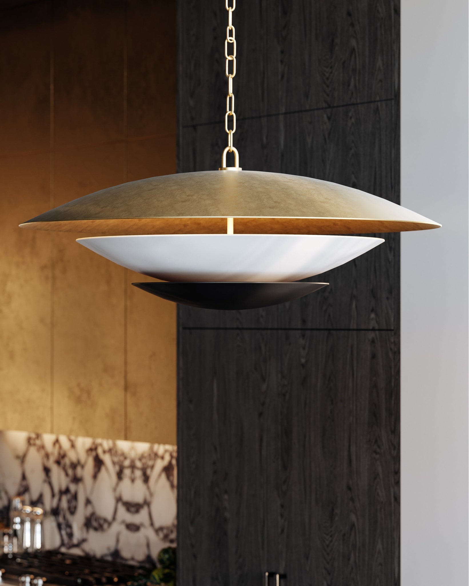Adara Chandelier 36" styled in a welcoming entryway for warm, layered light at Laurie Yapp Home.