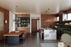 Salix Chandelier 22.25" styled in an elegant dining room for warm, layered light at Laurie Yapp Home.