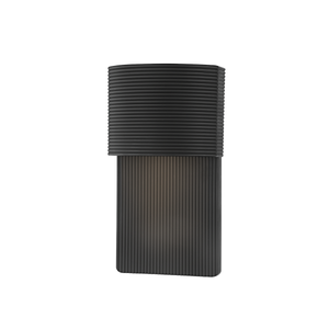 Tempe Exterior Wall Sconce 6.75" x 12" shown from a second angle to highlight the arm curve and shade silhouette.