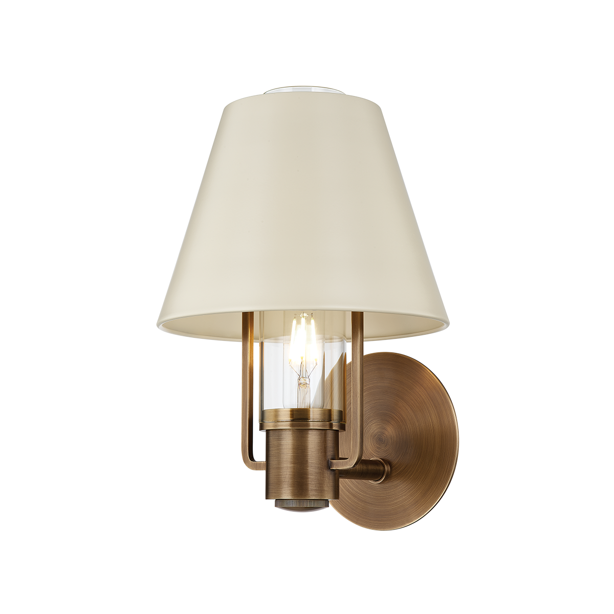 Kindle Wall Sconce shown from a second angle to highlight the arm curve and shade silhouette.