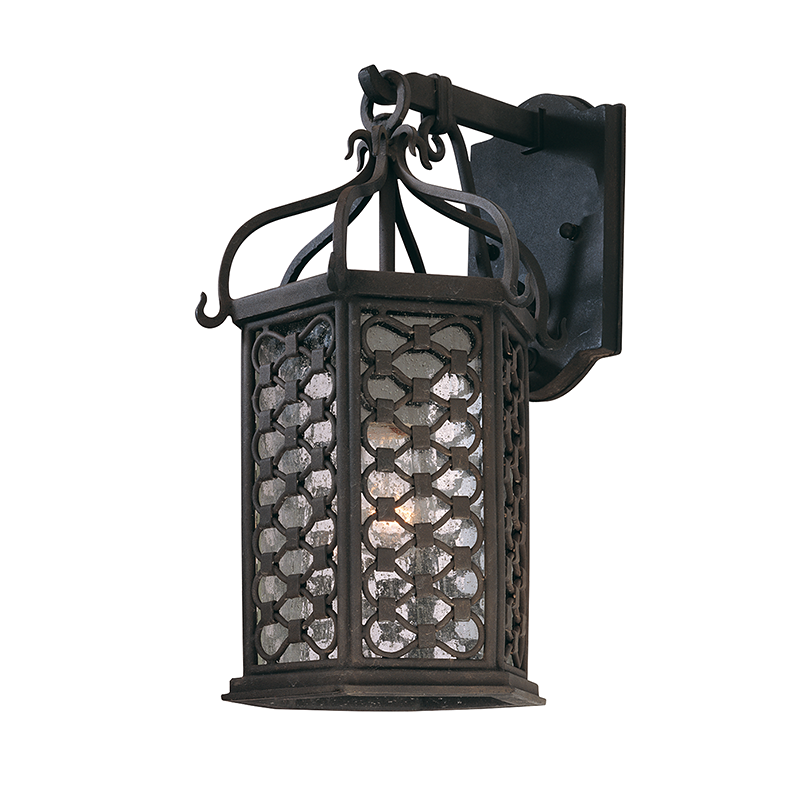 Los Olivos Exterior Wall Sconce 8.75" — a Troy wall sconce for bathrooms, hallways, and living rooms at Laurie Yapp Home.