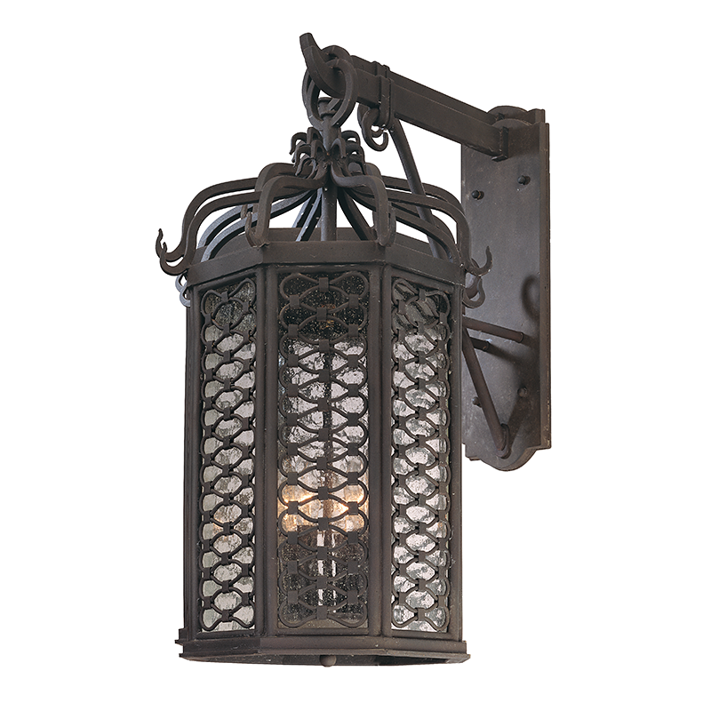 Los Olivos Exterior Wall Sconce 13.5" — a Troy wall sconce for bathrooms, hallways, and living rooms at Laurie Yapp Home.