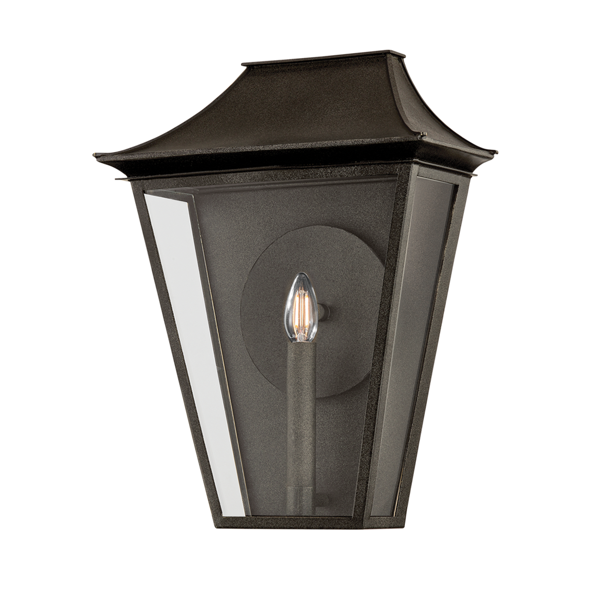 Tehama Exterior Wall Sconce 12.75" — a Troy wall sconce for bathrooms, hallways, and living rooms at Laurie Yapp Home.