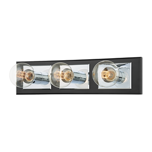 Runyan Bath And Vanity 17.75" in polished chrome shown from a second angle to highlight the arm spread and shade silhouette.