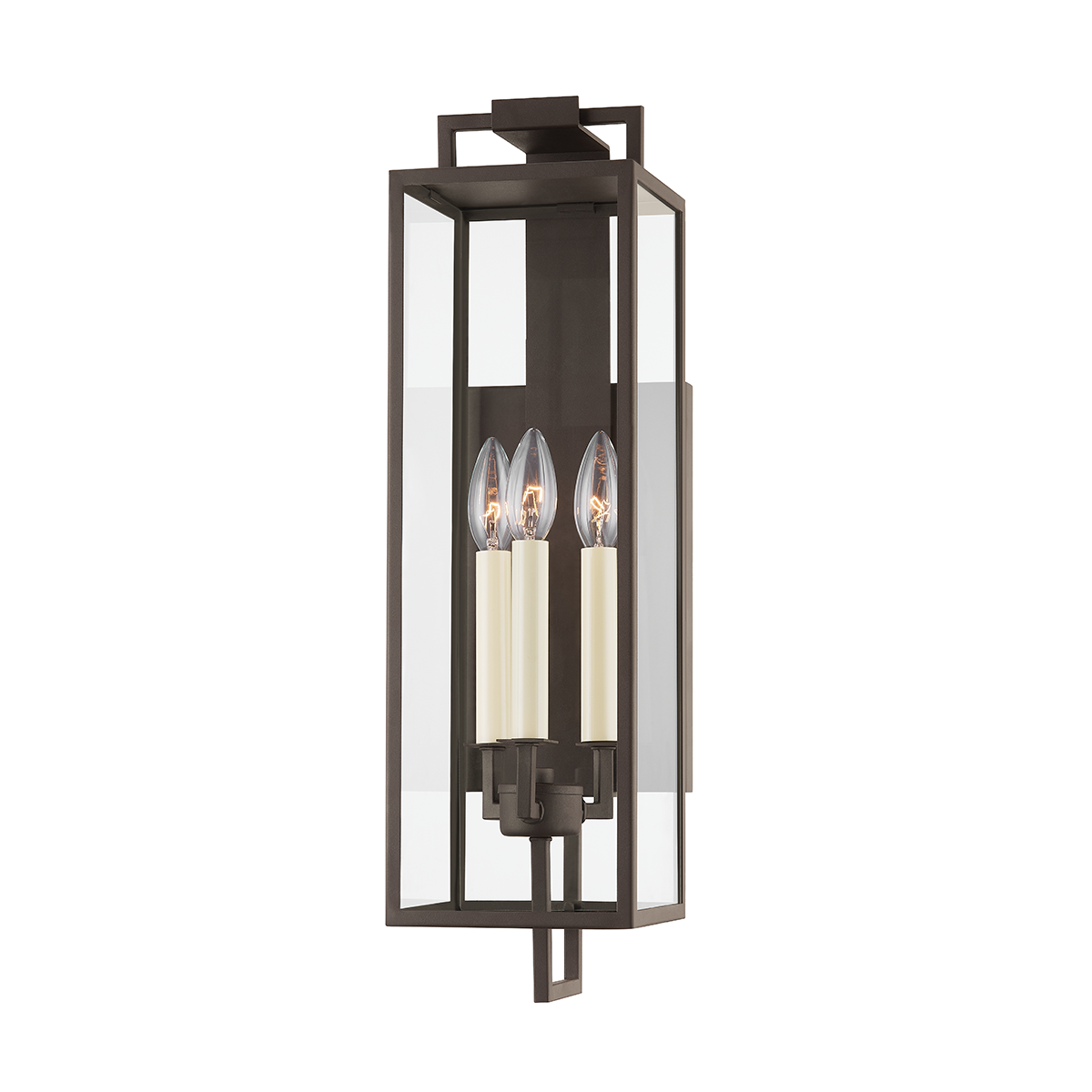 Beckham Exterior Wall Sconce 6" x 21.5" shown from a second angle to highlight the arm curve and shade silhouette.