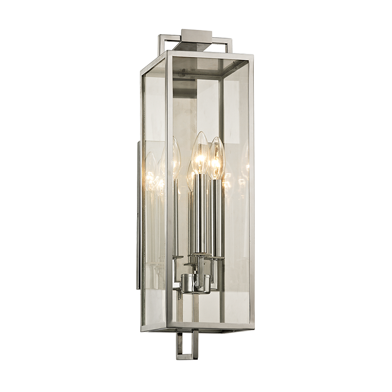 Beckham Exterior Wall Sconce 6" x 21.5" shown from the front to reveal the arm curve and shade silhouette.