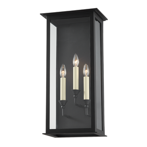 Chauncey Exterior Wall Sconce 11.5" x 23.5" — a Troy wall sconce for bathrooms, hallways, and living rooms at Laurie Yapp Home.