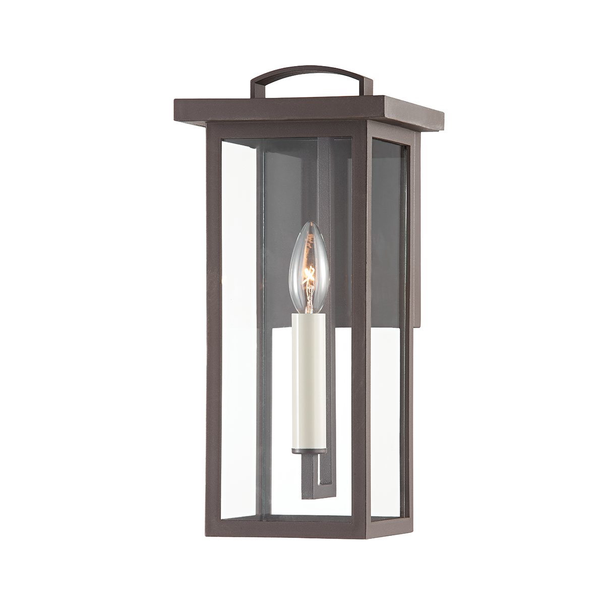 Eden Exterior Wall Sconce 6.5" x 14" shown from a second angle to highlight the arm curve and shade silhouette.