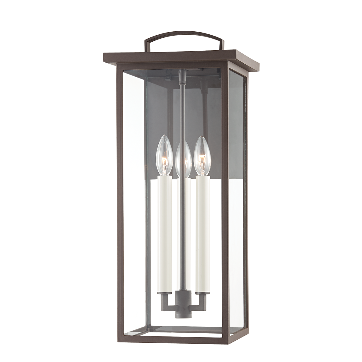 Eden Exterior Wall Sconce 9.5" x 22" shown from a second angle to highlight the arm curve and shade silhouette.