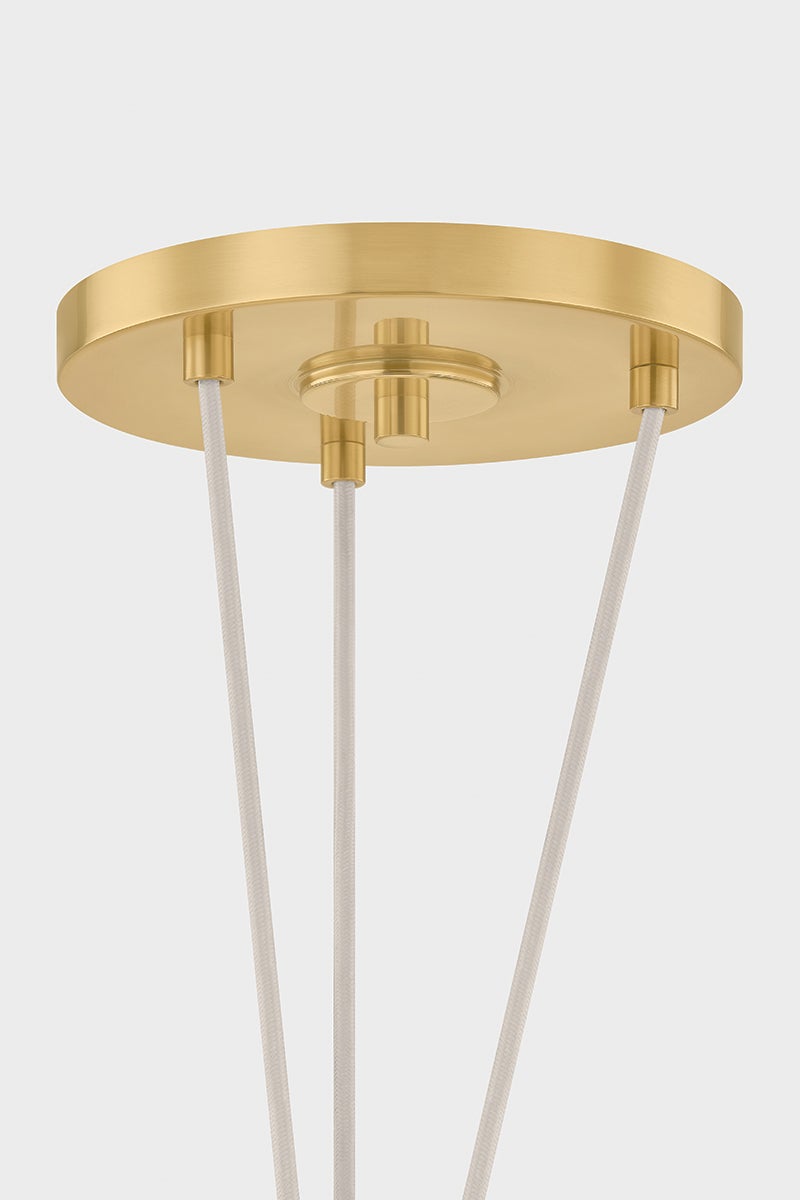 Baudette Pendant 18" in aged brass — a Hudson Valley pendant for kitchens, entries, and dining rooms at Laurie Yapp Home.
