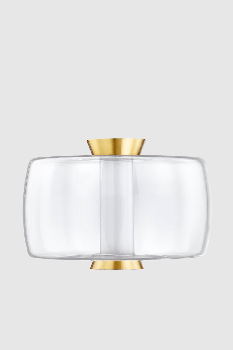 Beau Flush Mount in aged brass — a Hudson Valley flush mount for hallways, bedrooms, and entryways at Laurie Yapp Home.