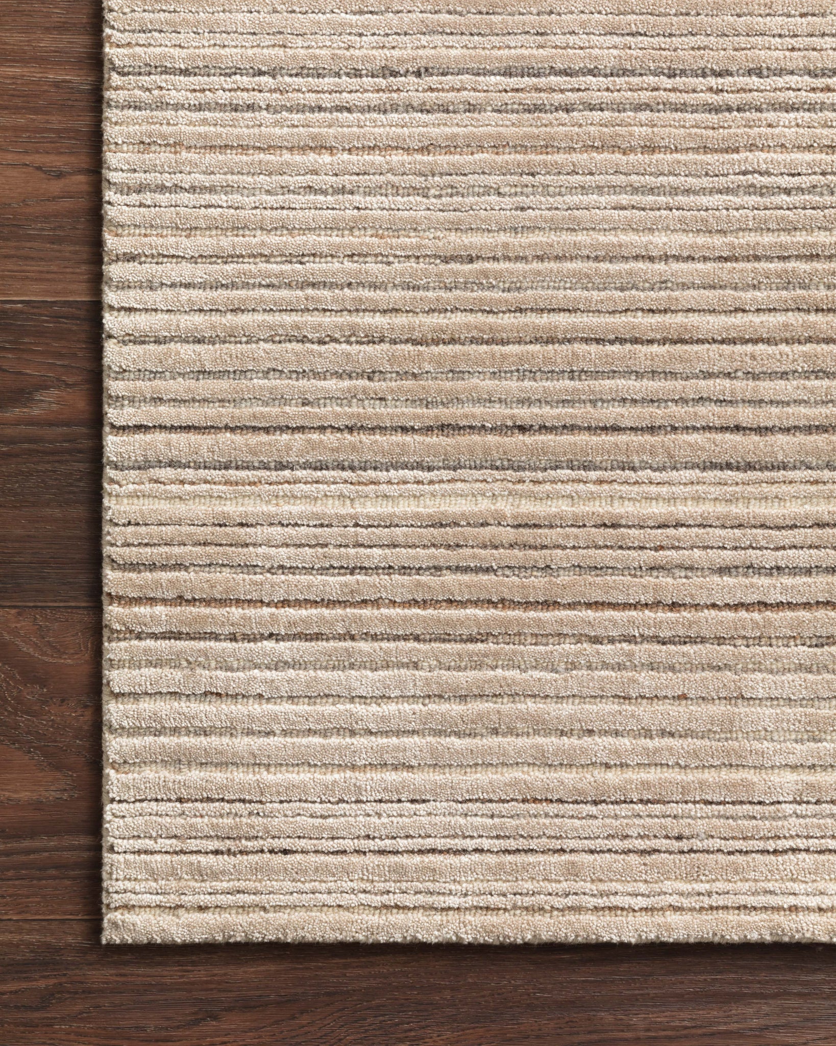 Side view of the Bellamy Oatmeal rug.