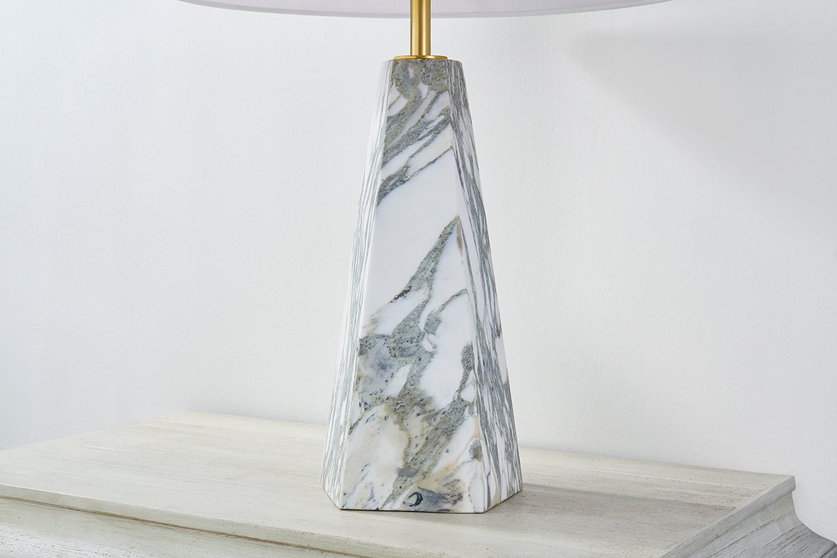 Benicia Table Lamp in aged brass — a Hudson Valley table lamp for living rooms, entries, and bedrooms at Laurie Yapp Home.