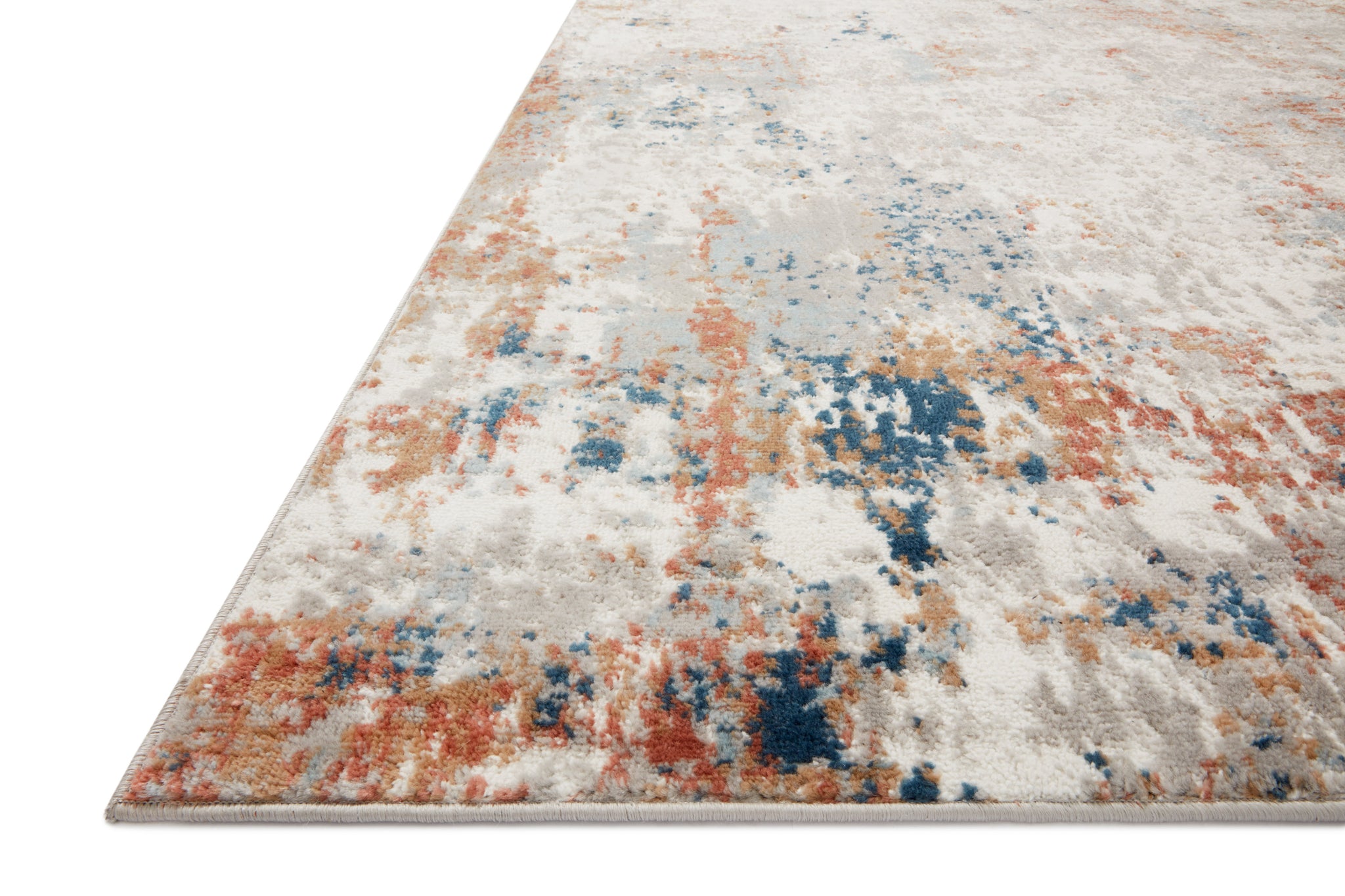Side view of the Bianca Ivory / Multi rug.