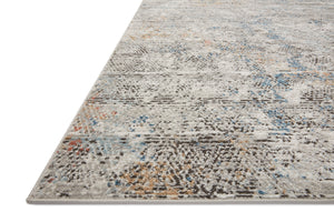 Side view of the Bianca Grey / Multi rug.