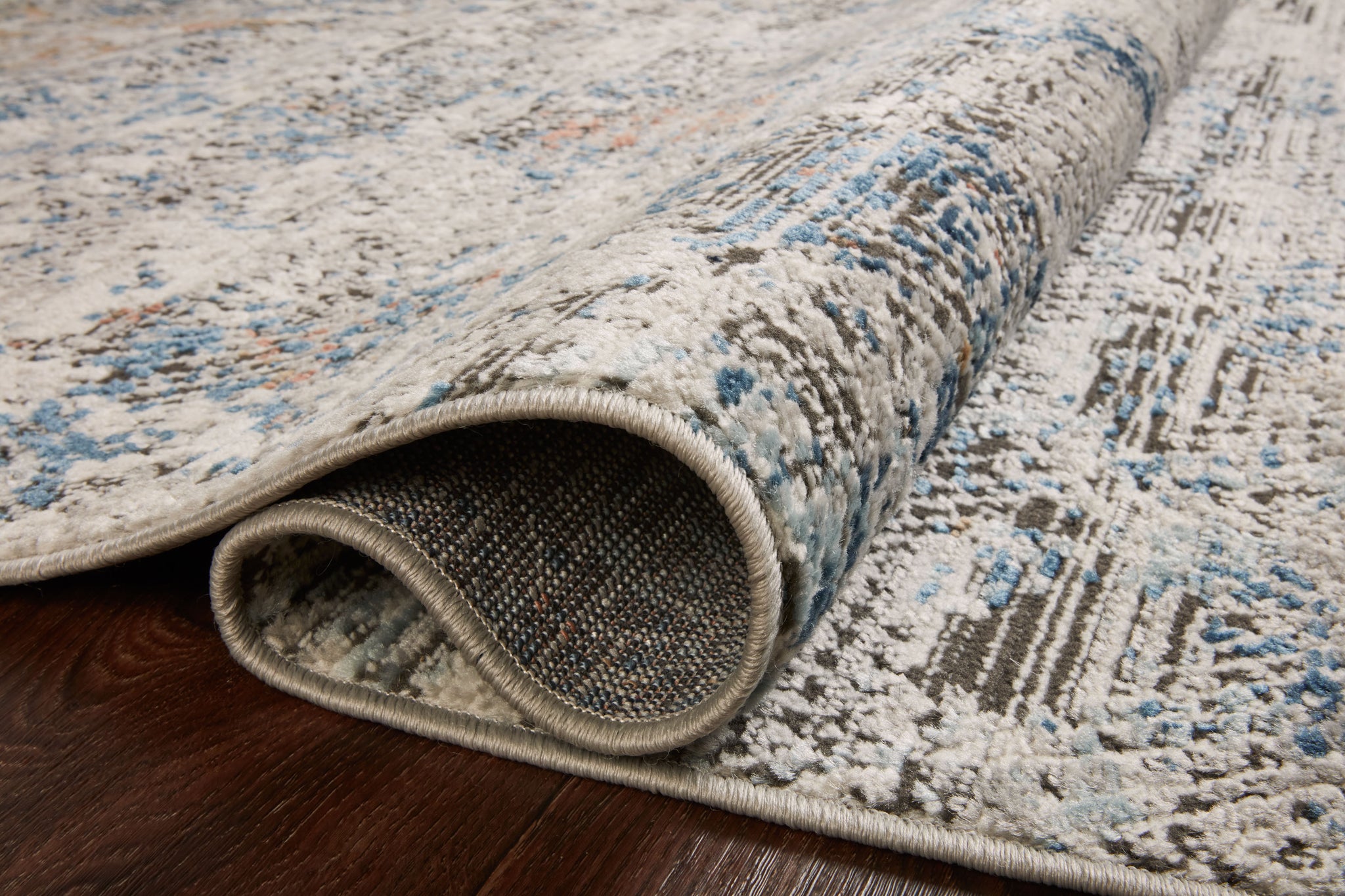 Close-up detail of the Bianca Grey / Multi showing its pile and weave.