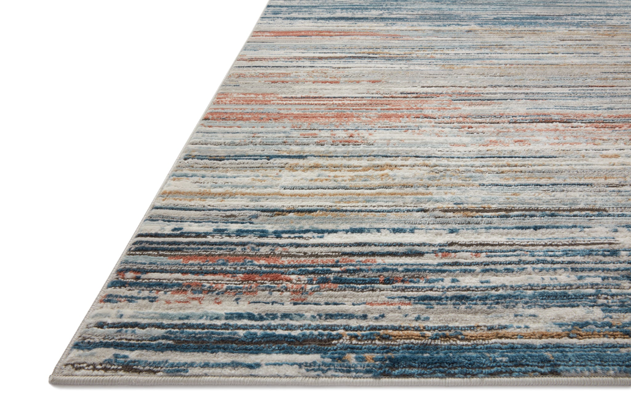 Side view of the Bianca Pebble / Multi rug.
