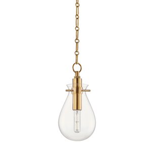 Ivy Pendant 7.5" in aged brass — a Hudson Valley pendant for kitchens, entries, and dining rooms at Laurie Yapp Home.