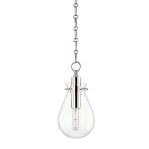 Ivy Pendant 7.5" in polished nickel shown from the front to reveal the shade shape and metal detail.