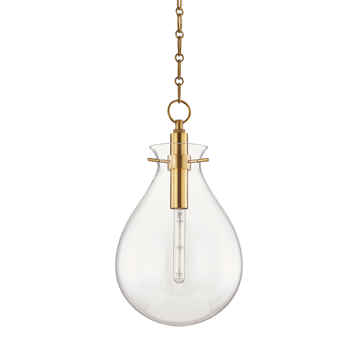 Ivy Pendant 12.5" in aged brass — a Hudson Valley pendant for kitchens, entries, and dining rooms at Laurie Yapp Home.
