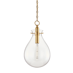 Ivy Pendant 12.5" in aged brass — a Hudson Valley pendant for kitchens, entries, and dining rooms at Laurie Yapp Home.