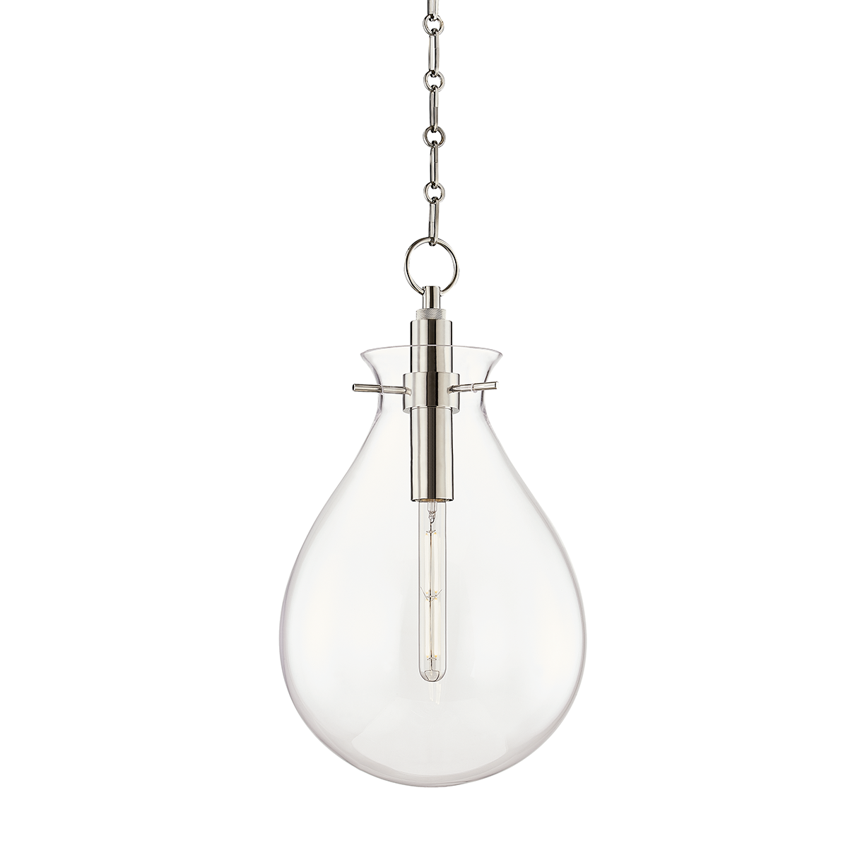 Ivy Pendant 12.5" in polished nickel shown from the front to reveal the shade shape and metal detail.
