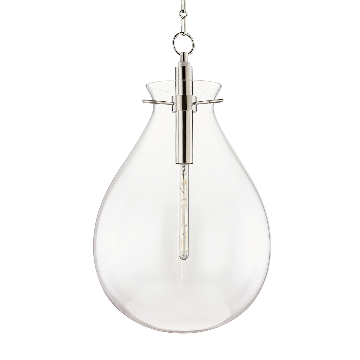 Ivy Pendant 18" in polished nickel shown from the front to reveal the shade shape and metal detail.