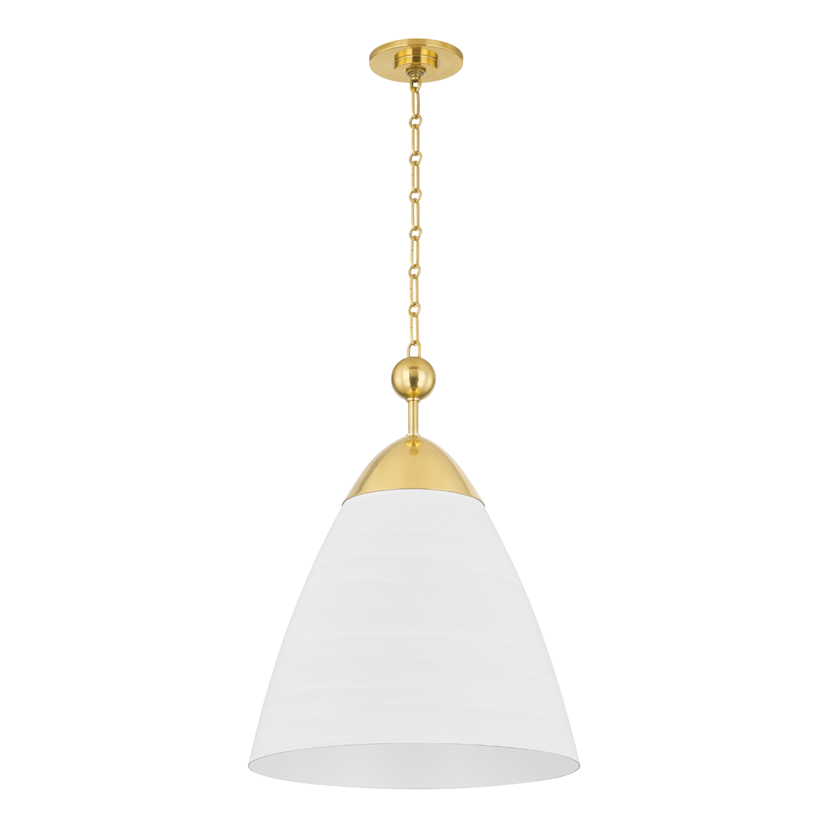 Bronson Pendant 19.25" in aged brass — a Hudson Valley pendant for kitchens, entries, and dining rooms at Laurie Yapp Home.
