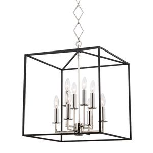Richie Lantern 18.25" in polished nickel shown from a second angle to highlight the frame and glass panel detail.