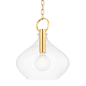 Lina Pendant in aged brass — a Hudson Valley pendant for kitchens, entries, and dining rooms at Laurie Yapp Home.
