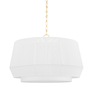 Debi Pendant 30.5" in aged brass — a Hudson Valley pendant for kitchens, entries, and dining rooms at Laurie Yapp Home.