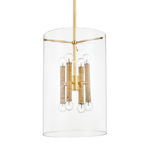 Barlow Lantern 14.75" in aged brass — a Hudson Valley lantern for entries, foyers, and covered porches at Laurie Yapp Home.