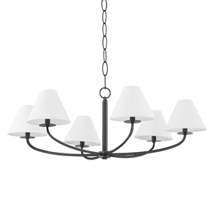 Stacey Chandelier 40.25" in bronze shown from a second angle to highlight the frame, arms, and shade detail.