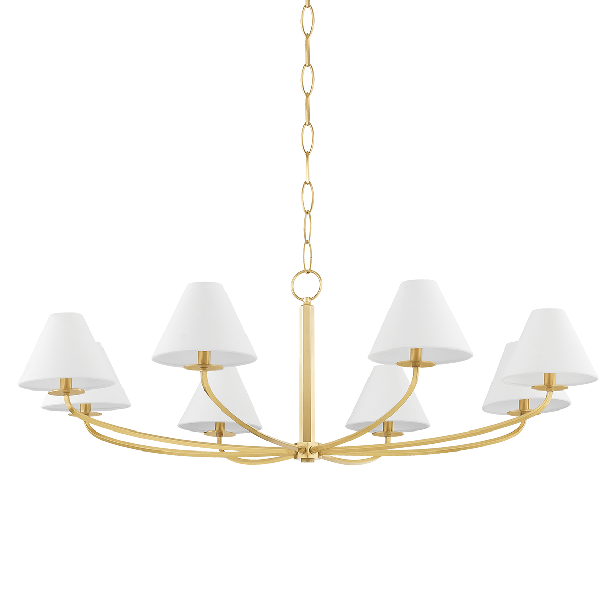 Stacey Chandelier 52.25" in aged brass — a Hudson Valley chandelier for dining rooms, entries, and living rooms at Laurie Yapp Home.