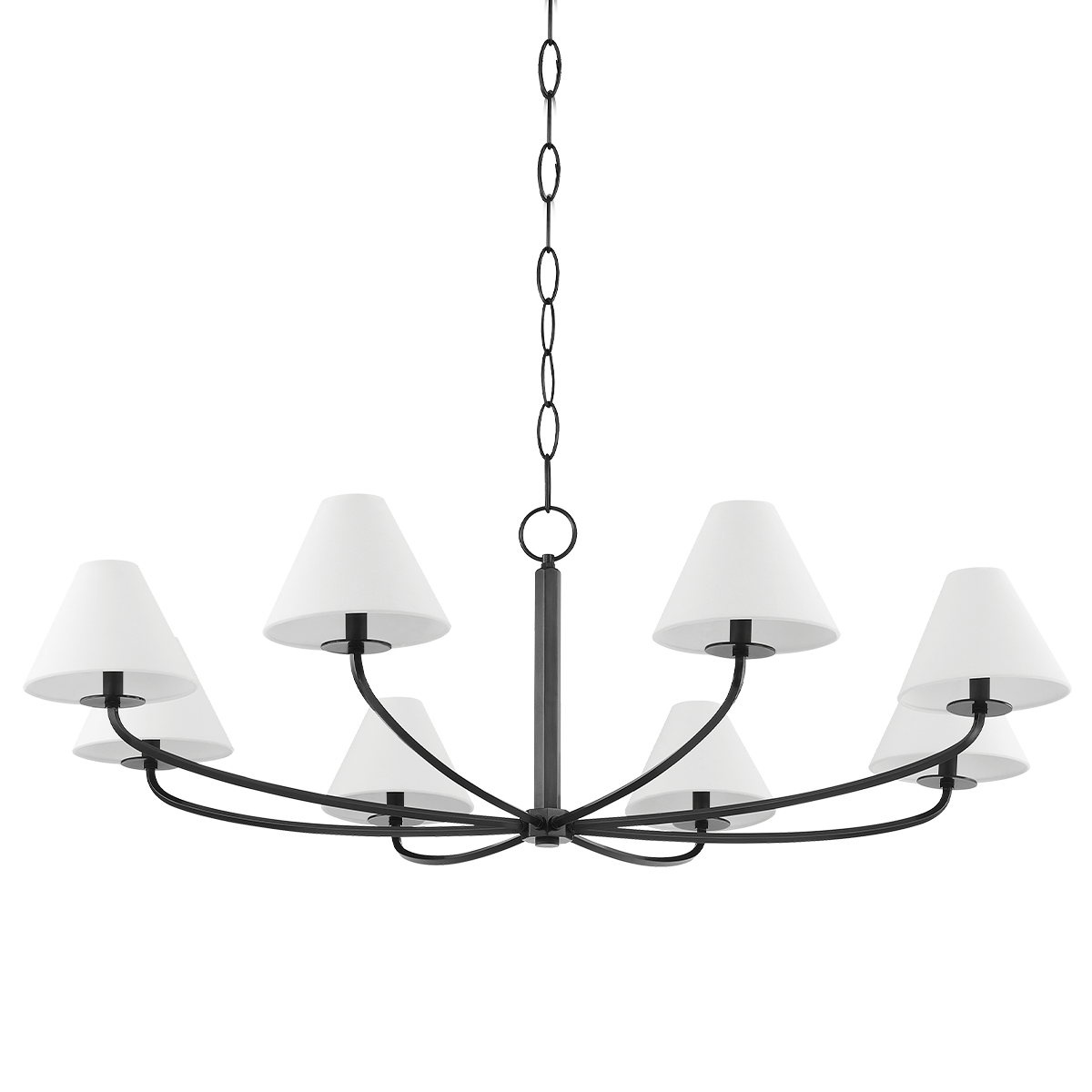 Stacey Chandelier 52.25" in bronze shown from a second angle to highlight the frame, arms, and shade detail.