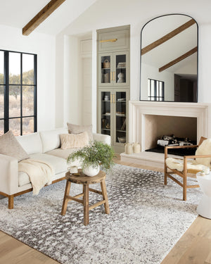 Bliss Shag Grey / White (Pattern 1) styled in a living room at Laurie Yapp Home.