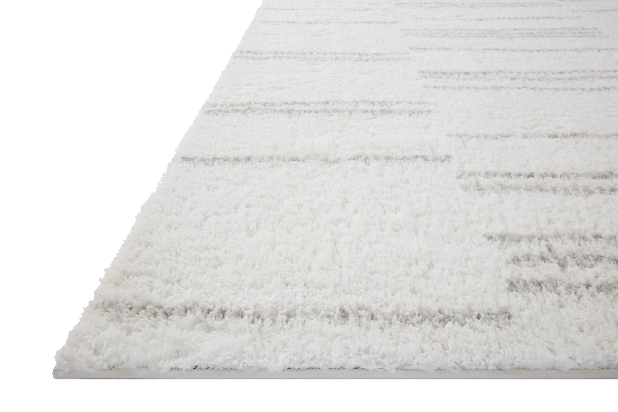Side view of the Bliss Shag White / Grey rug.