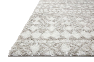 Side view of the Bliss Shag Grey / White (Pattern 5) rug.