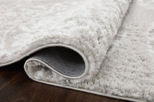Close-up detail of the Bliss Shag Grey / White (Pattern 6) showing its pile and weave.