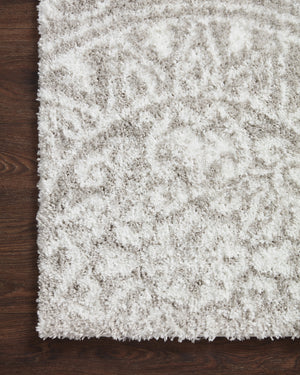 Bliss Shag Grey / White (Pattern 6) styled in a living room at Laurie Yapp Home.