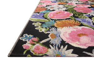 Side view of the Botanical Black / Multi rug.