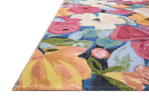 Side view of the Botanical Navy / Multi rug.