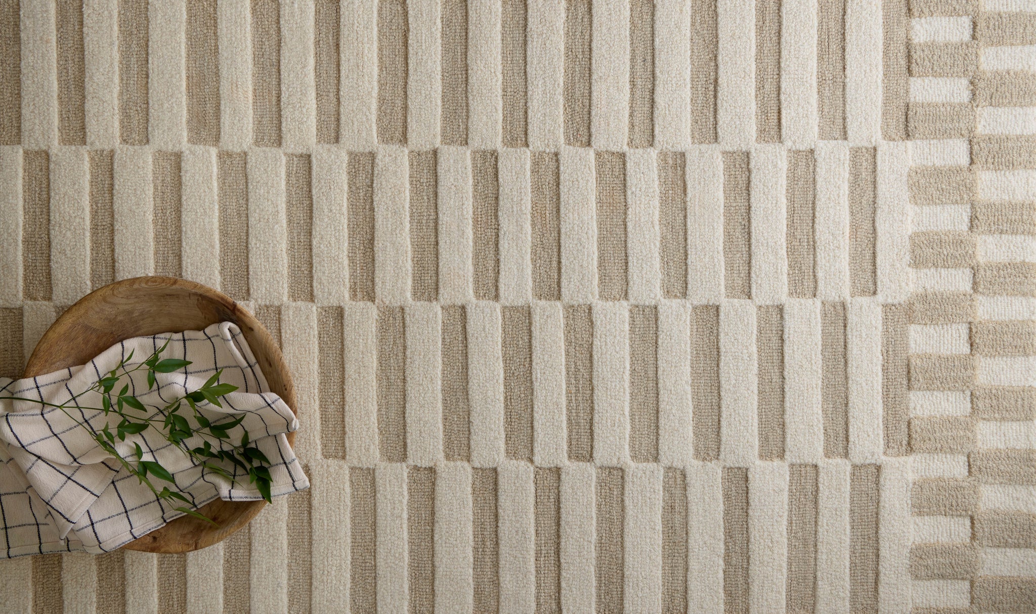Bradley Ivory / Beige shown from a different angle to reveal its pattern.